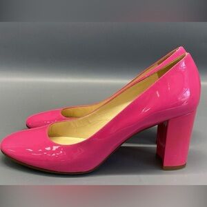 Kate Spade Hot Pink Patent Leather Round Toe Block Heels